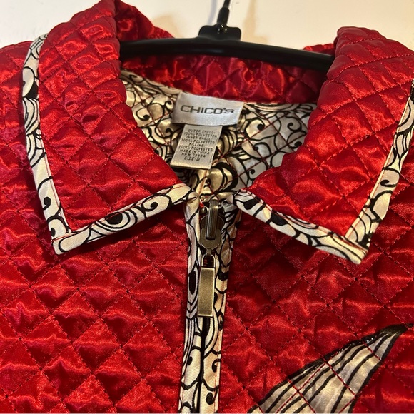 Chico's Oversized Abstract Print Quilted Jacket - Picture 7 of 11